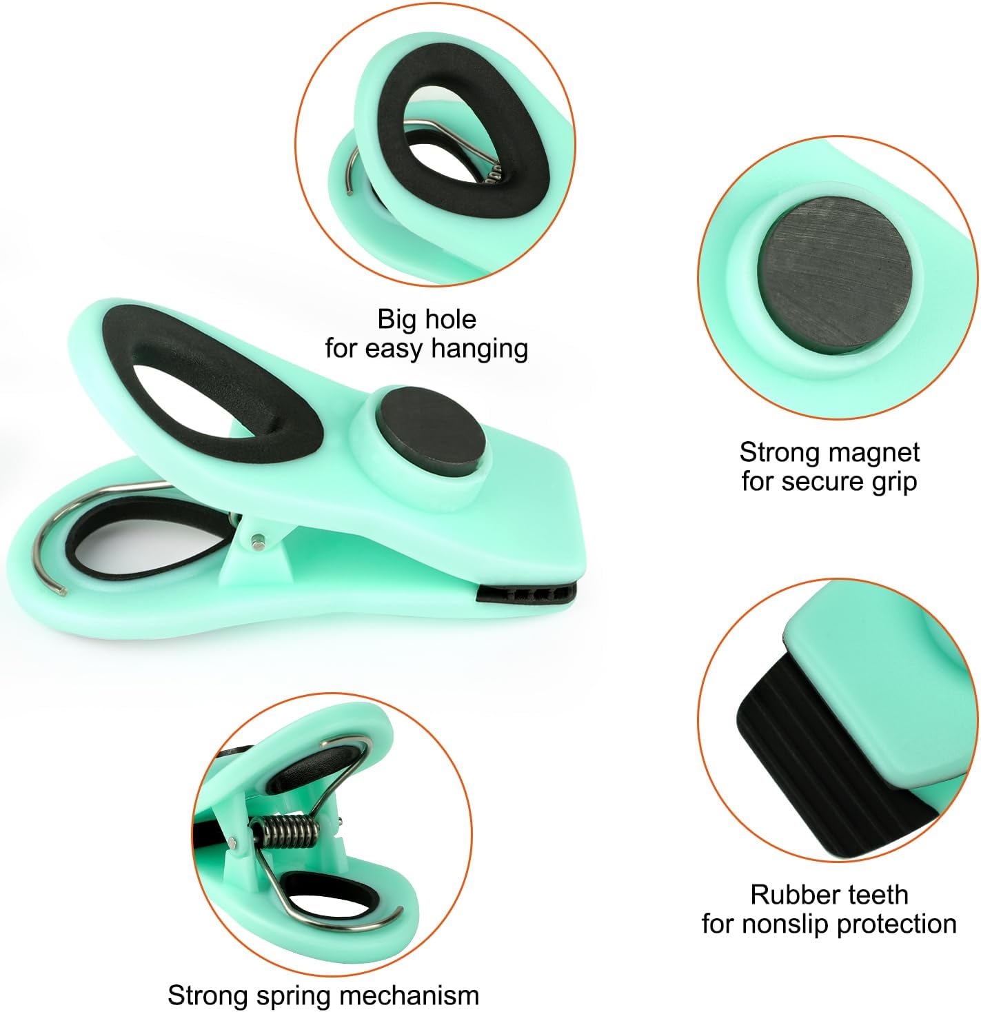 Chip Clips, Magnetic Bag Clips with Air Tight Seal for Food Storage, 12 Pieces, Neutral Color