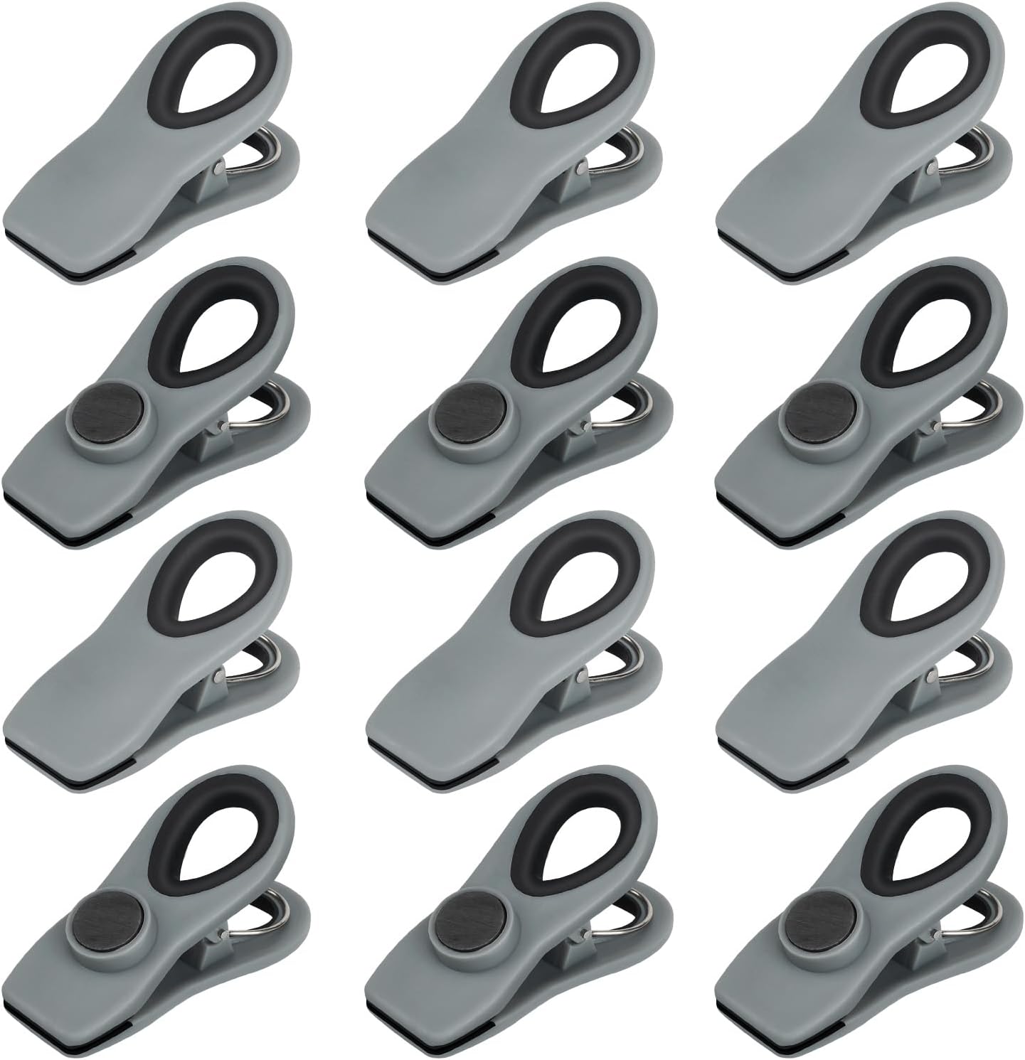Chip Clips, Magnetic Bag Clips with Air Tight Seal for Food Storage, 12 Pieces, Neutral Color