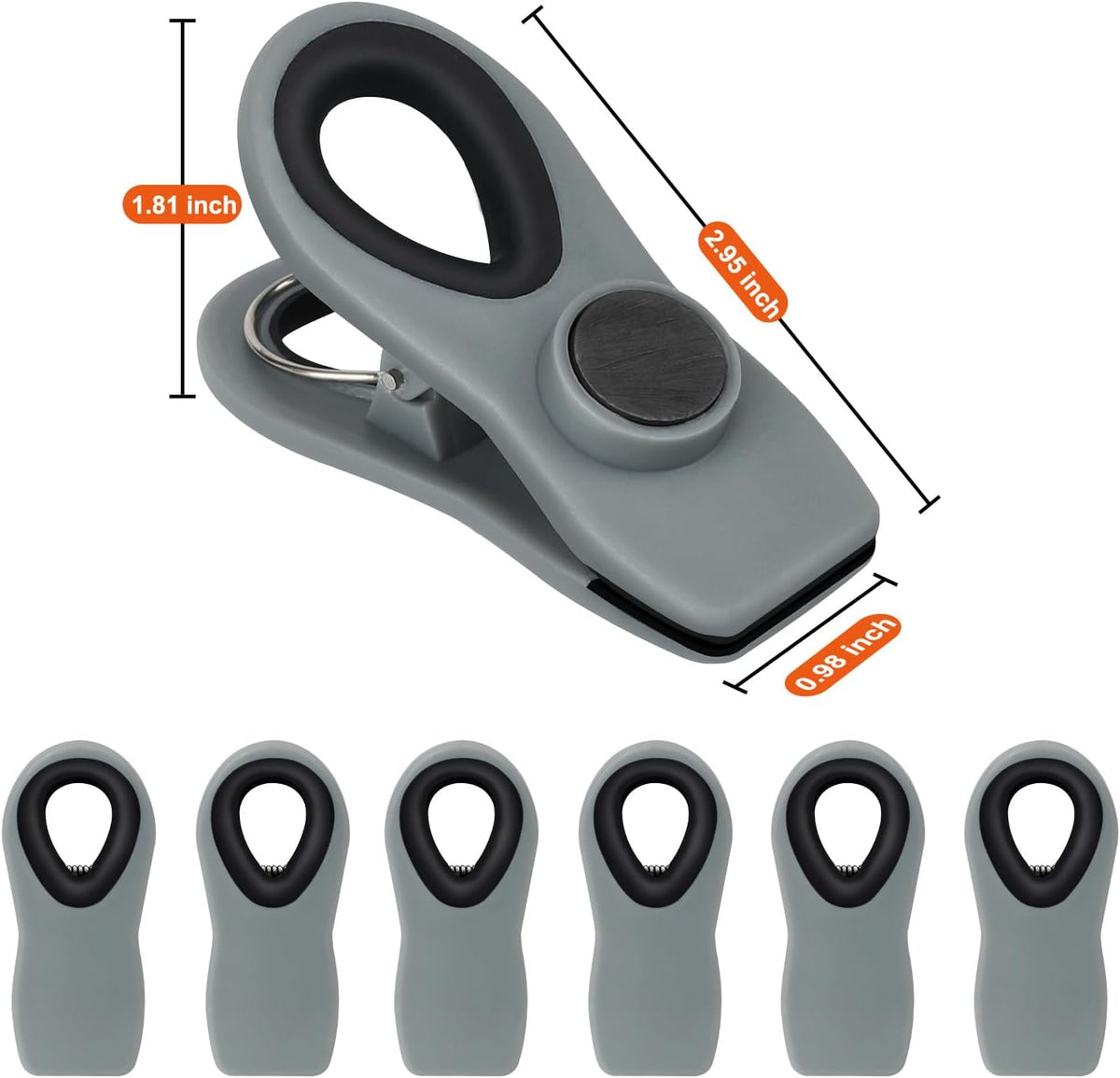 Chip Clips, Magnetic Bag Clips with Air Tight Seal for Food Storage, 12 Pieces, Neutral Color