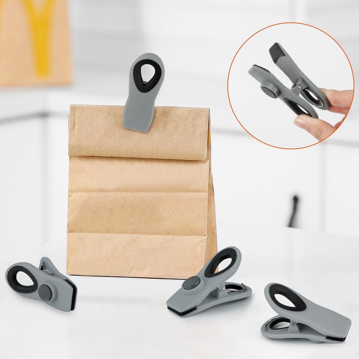 Chip Clips, Magnetic Bag Clips with Air Tight Seal for Food Storage, 12 Pieces, Neutral Color