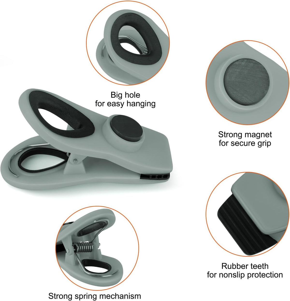 Chip Clips, Magnetic Bag Clips with Air Tight Seal for Food Storage, 12 Pieces, Neutral Color