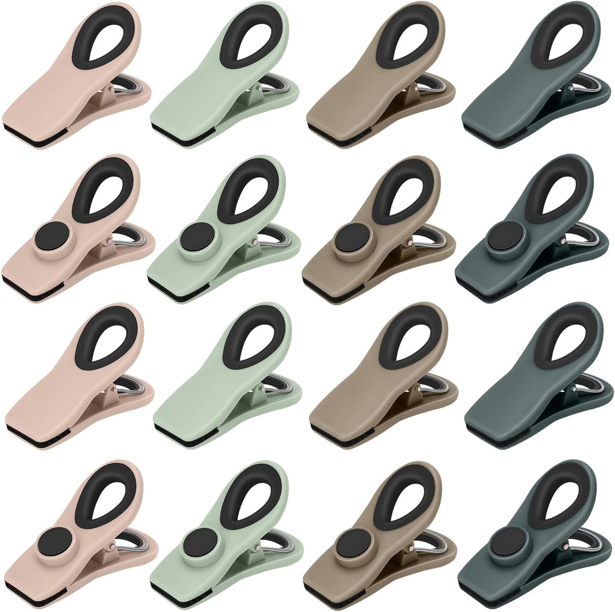 Chip Clips, Magnetic Bag Clips with Air Tight Seal for Food Storage, 12 Pieces, Neutral Color