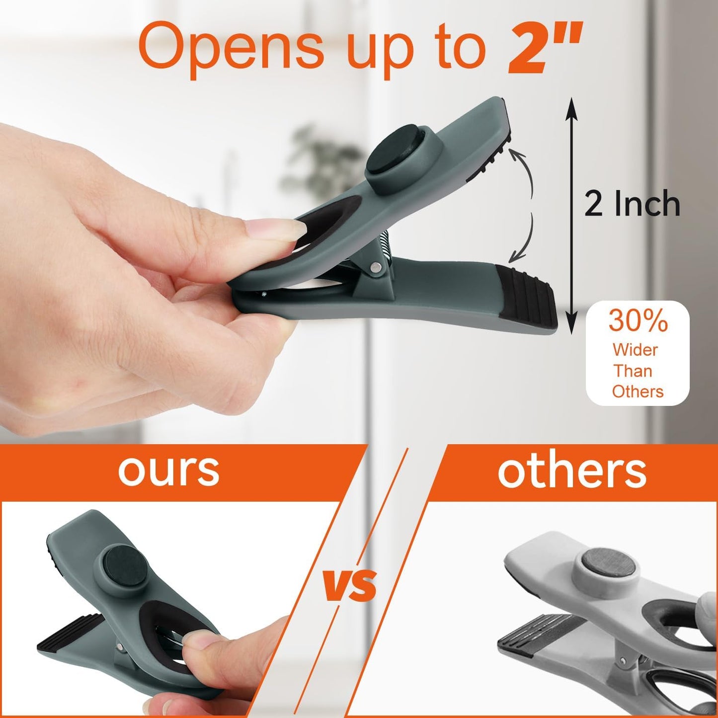 Chip Clips, Magnetic Bag Clips with Air Tight Seal for Food Storage, 12 Pieces, Neutral Color