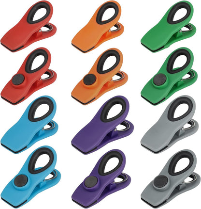 Chip Clips, Magnetic Bag Clips with Air Tight Seal for Food Storage, 12 Pieces, Neutral Color