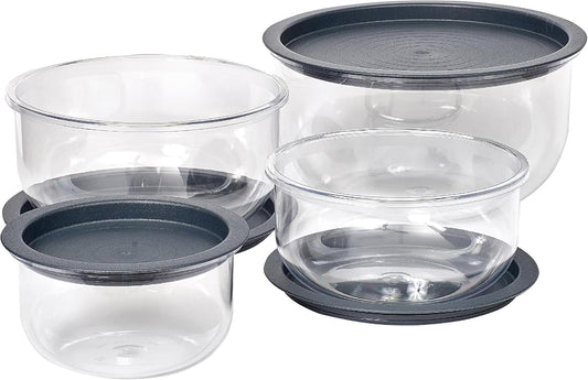 Tritan™ Bowl Set 8 Piece - Crystal Clear Nesting Storage Bowls for Kitchen - BPA Free Mixing Bowls with Lids