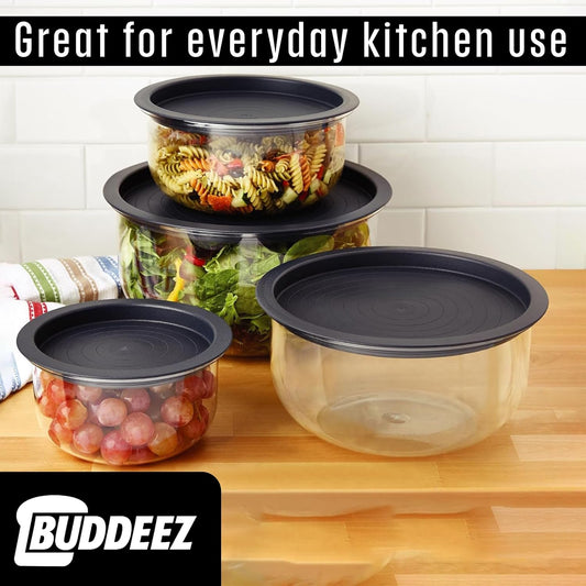 Tritan™ Bowl Set 8 Piece - Crystal Clear Nesting Storage Bowls for Kitchen - BPA Free Mixing Bowls with Lids