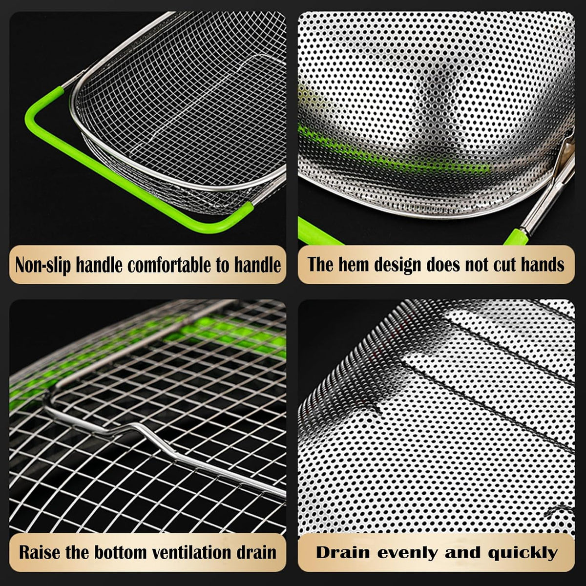 TENTA Premium Quality Over The Sink Stainless Steel Oval Small Colander with Fine Mesh 2.5 Quart Strainer Basket & Expandable Rubber Grip Handles-Strain,Drain,Rinse Fruits,Vegetables