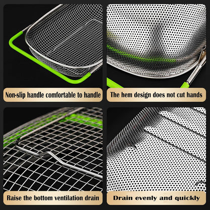 TENTA Premium Quality Over The Sink Stainless Steel Oval Small Colander with Fine Mesh 2.5 Quart Strainer Basket & Expandable Rubber Grip Handles-Strain,Drain,Rinse Fruits,Vegetables