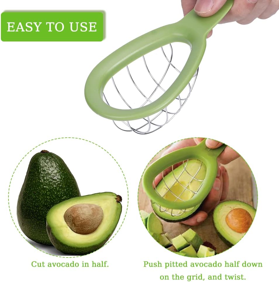 Avocado Cutter, Avocado Cube Maker | Fruit Avocado Slicer Tool, Cuber Dicer Tool, Cool Kitchen Gadgets, Stainless Steel Cutter Peeler Pitter