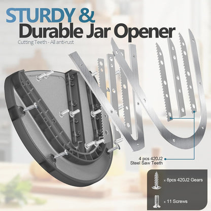 Mount-on Cabinet Jar Opener for Weak Hands,Seniors with Arthritis,Double U Shaped Grooves Grip Bottle Opener for Any Size Lid,304 Stainless Steel One-Handed Can Opener Tool for Home Assistance,White