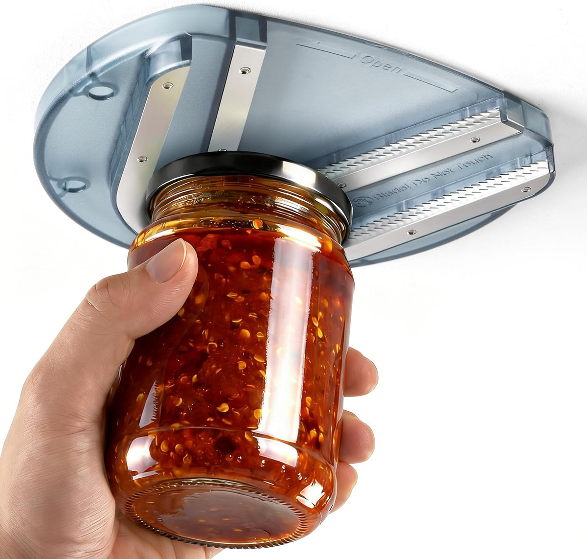 Mount-on Cabinet Jar Opener for Weak Hands,Seniors with Arthritis,Double U Shaped Grooves Grip Bottle Opener for Any Size Lid,304 Stainless Steel One-Handed Can Opener Tool for Home Assistance,White
