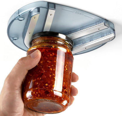 Mount-on Cabinet Jar Opener for Weak Hands,Seniors with Arthritis,Double U Shaped Grooves Grip Bottle Opener for Any Size Lid,304 Stainless Steel One-Handed Can Opener Tool for Home Assistance,White