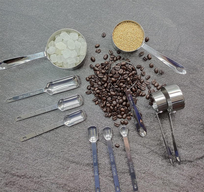 Measuring Cups and Spoons Set, 18/8 Stainless Steel Measuring Cups and Spoons Set for Kitchen & Baking, 5 MeasurE Cups &6 Long MeasurE Spoons&Leveler, Metric Measure Tools for Dry & Liquid