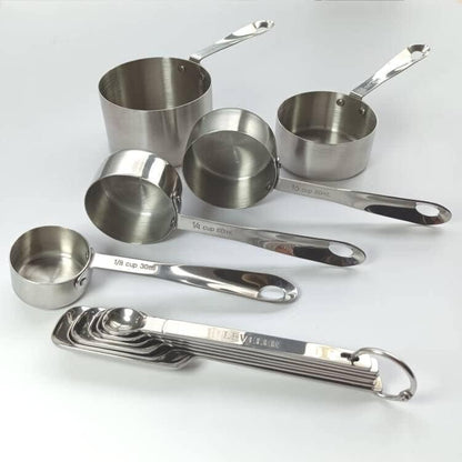 Measuring Cups and Spoons Set, 18/8 Stainless Steel Measuring Cups and Spoons Set for Kitchen & Baking, 5 MeasurE Cups &6 Long MeasurE Spoons&Leveler, Metric Measure Tools for Dry & Liquid