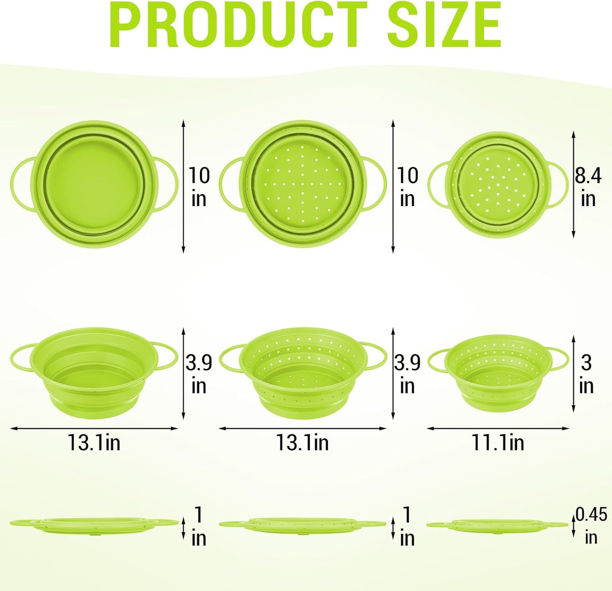 3 Pack Collapsible Colander with Strainer Bowl Set,Red