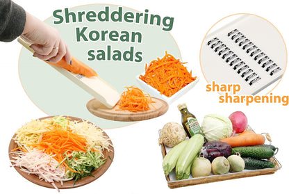 KOREAN CARROT GRATER SALAD White - GRATER SLICER - Chopper Vegetable - Knife Korean Carrot - Slicer Kitchen Food - Slicer Carrot - Mandoline Slicer for Kitchen - Slicer GRATER KOREAN