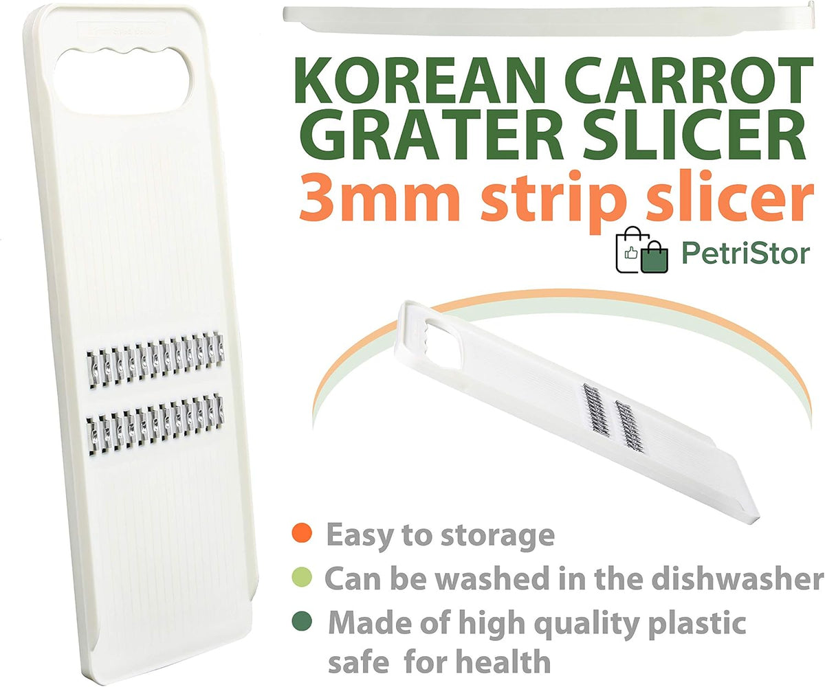 KOREAN CARROT GRATER SALAD White - GRATER SLICER - Chopper Vegetable - Knife Korean Carrot - Slicer Kitchen Food - Slicer Carrot - Mandoline Slicer for Kitchen - Slicer GRATER KOREAN