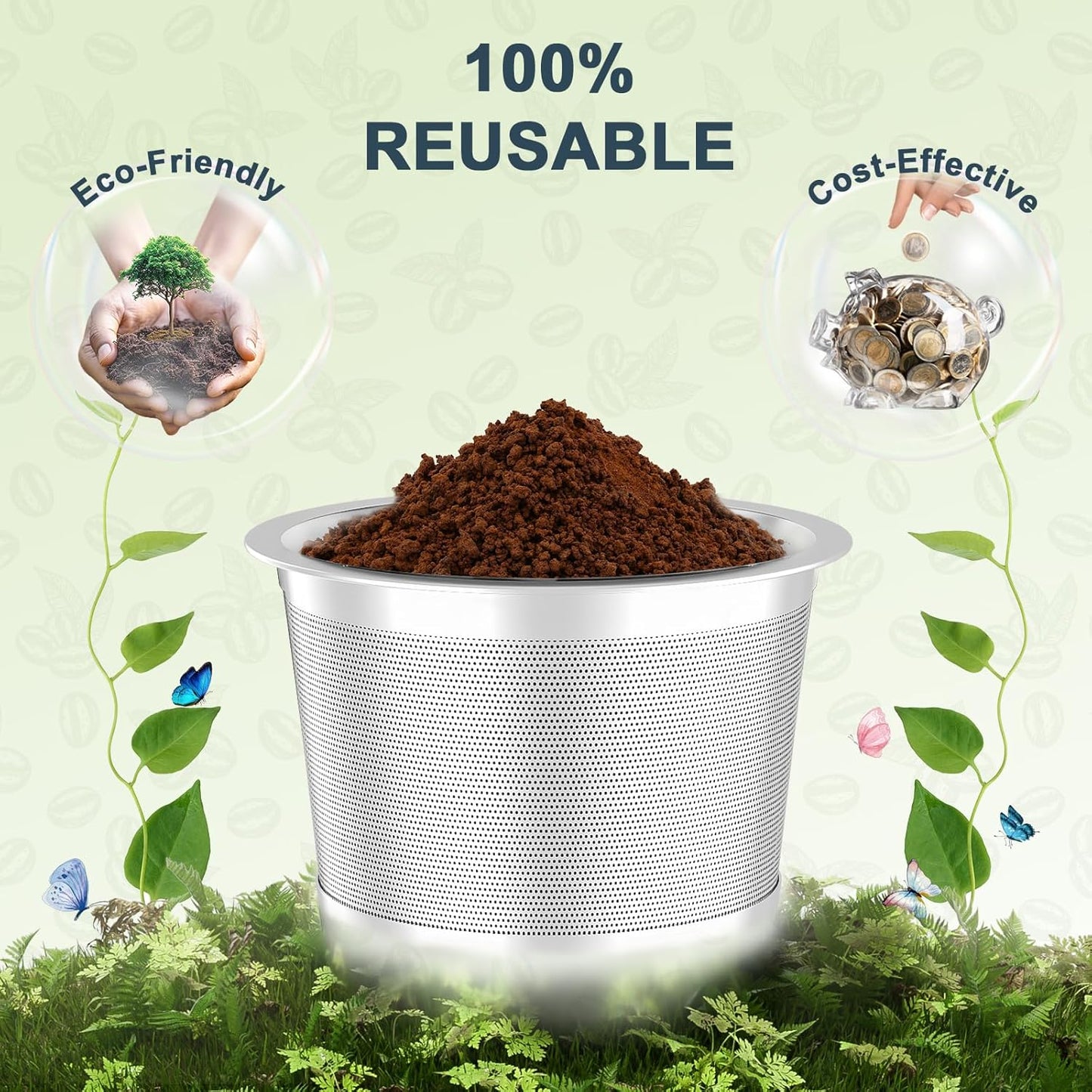 2 Pack Reusable K Cup for Keurig 1.0, Stainless Steel Reusable K Cups for Keurig 1 Prong Coffee Maker K Cup Reusable Coffee Pods with Heat Resistant Handles and Scoop, NO BPA