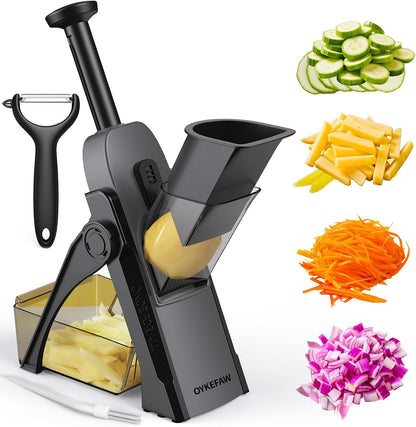 Safe Mandoline Slicer for Kitchen, 5 in 1 Vegetable Food Chopper for Potato
