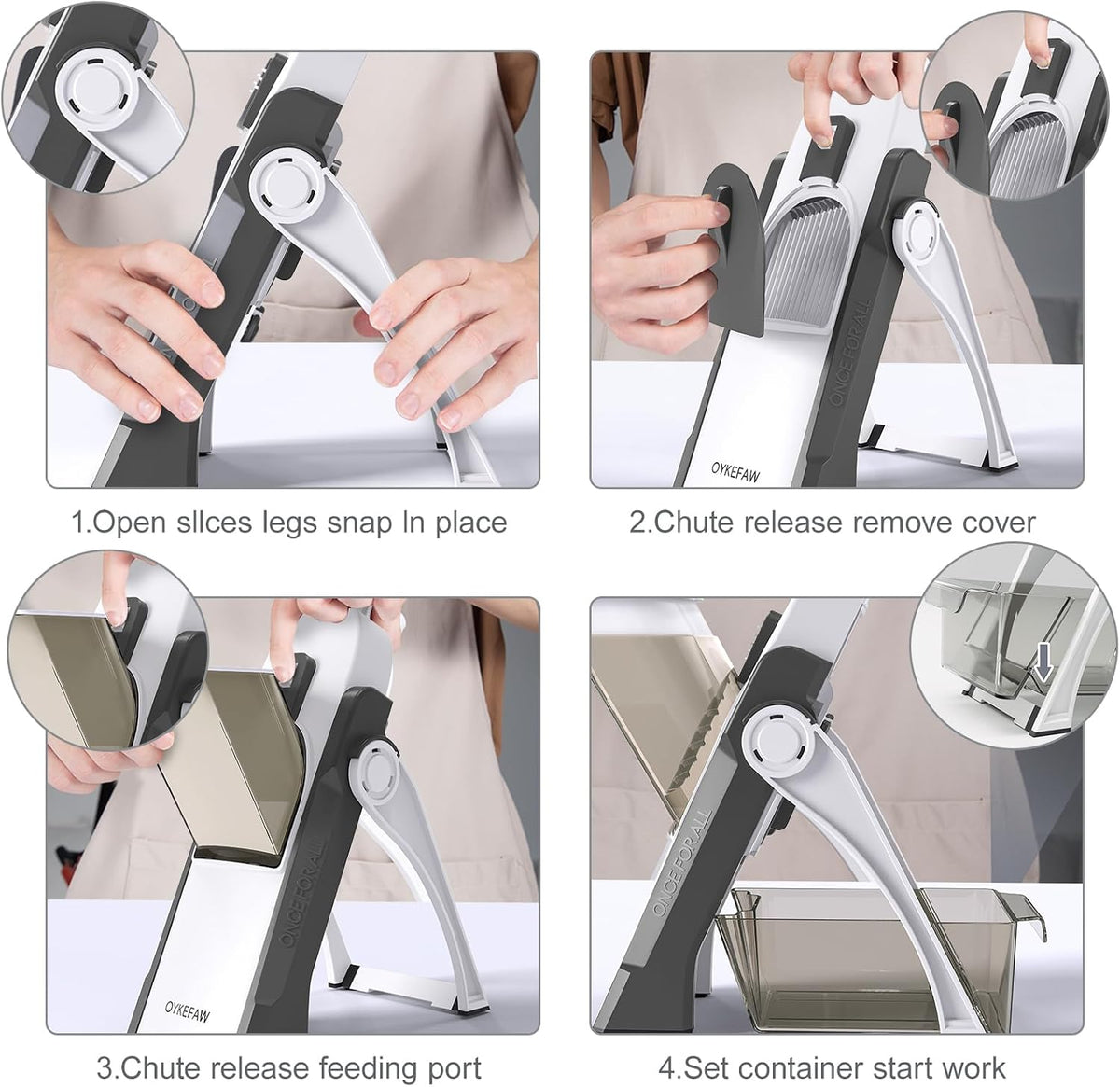 Safe Mandoline Slicer for Kitchen, 5 in 1 Vegetable Food Chopper for Potato
