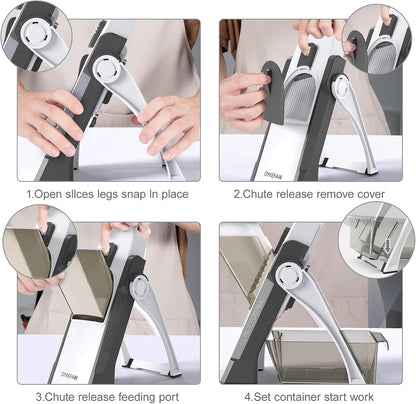 Safe Mandoline Slicer for Kitchen, 5 in 1 Vegetable Food Chopper for Potato