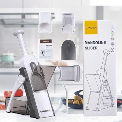 Safe Mandoline Slicer for Kitchen, 5 in 1 Vegetable Food Chopper for Potato