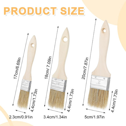 3Pcs Natural Bristle Pastry Brush, Pastry Brush Wooden Handle Basting and BBQ Brushes Kitchen Baking Brushes for Cooking, Butter, Oil, Grilling & Baking Easy Clean Durable Kitchen Culinary Utensil