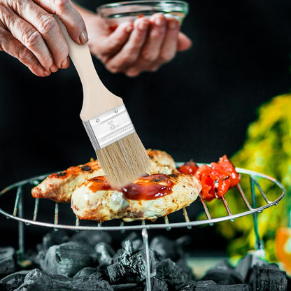 3Pcs Natural Bristle Pastry Brush, Pastry Brush Wooden Handle Basting and BBQ Brushes Kitchen Baking Brushes for Cooking, Butter, Oil, Grilling & Baking Easy Clean Durable Kitchen Culinary Utensil