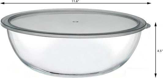 6.3 Quart Large Glass Bowl for Bread Making-Glass Mixing Bowl for Sourdough Bread with Lid, Clear Breads Proofing Bowl with Covers, Ideal for Kitchen, Storage