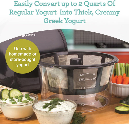 GY60 Greek Yogurt Maker with Ultra Fine Mesh Stainless Steel Strainer Basket, BPA Free, Patented Greek Yogurt Strainer, Ideal for Healthy Homemade Yogurt, Dips, and Desserts