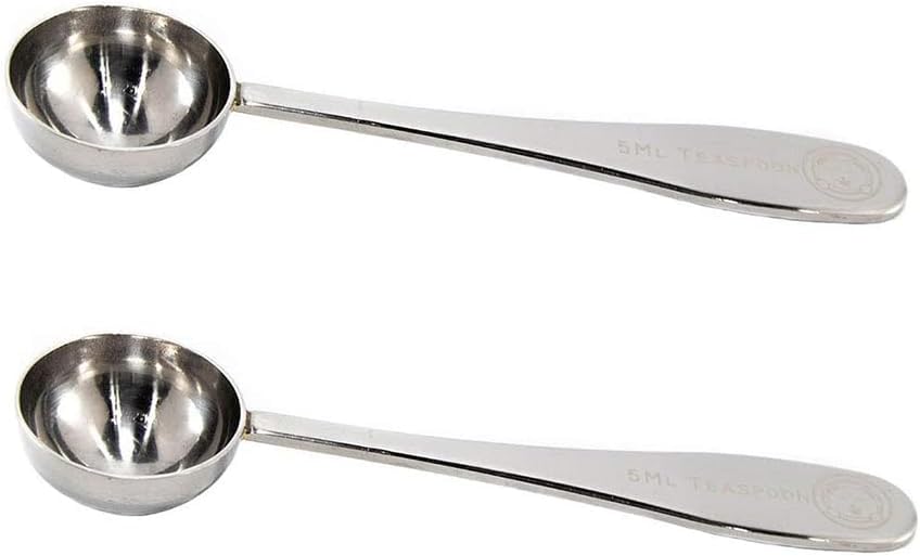 7.5 ml '1 perfect tea spoon' Measuring Scoop Spoons, Gold Polished Stainless Steel, Set of 2