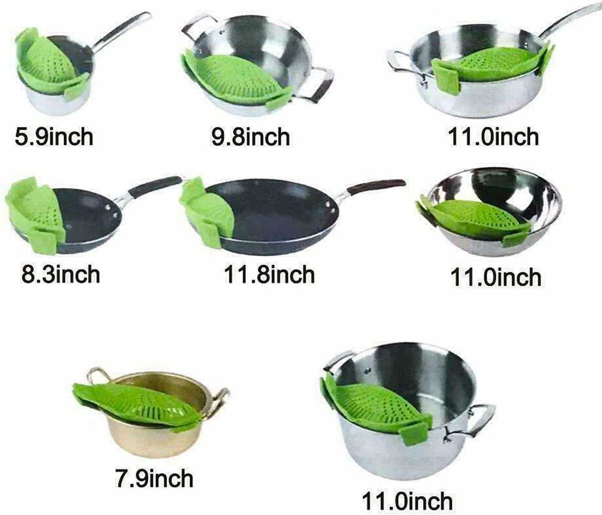 2 Pcs Clip on Strainer, Pot Strainer for Pasta Meat Vegetables Fruit, Silicone Strainers - Fit All Pots Bowls.