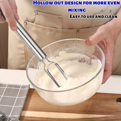 2PCS 2025 New Danish Dough Stainless Steel Bread Mixer,11.8"Stainless Steel Sourdough Starter Spatula & Dough Mixer,Bread Whisk for Cooking, Sourdough, Pizza,Pastry Baking,Easy to Clean(Silver)