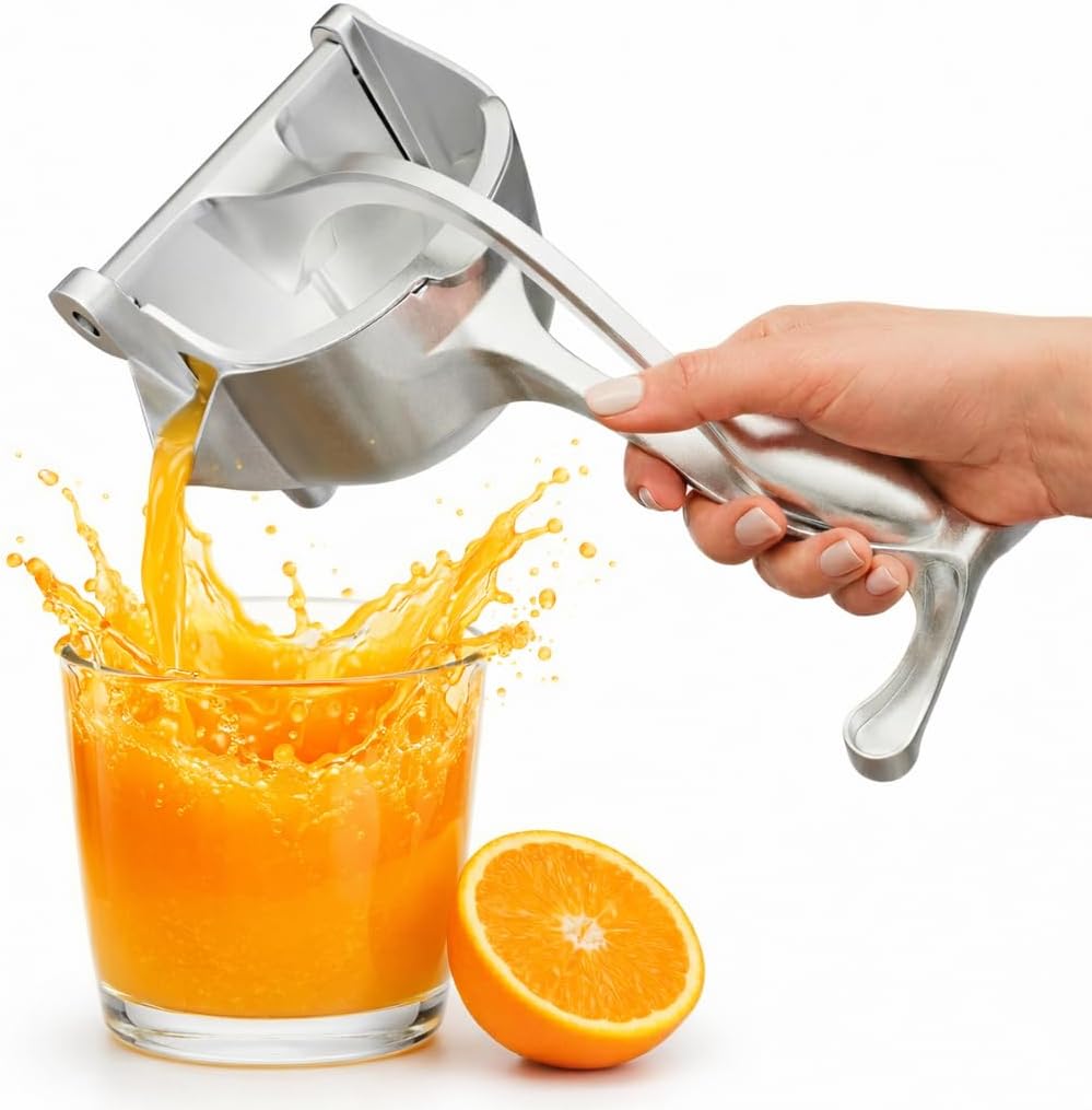 20 Oz Large Capacity Hand Juicer Squeezer with Direct Pour Spout - Aluminum Manual Juicer Hand Press, Ergonomic Handle, Lemon Squeezer for Orange, Lime, Grapefruit, Citrus Fruits | Hand Wash Only