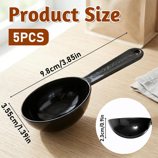 Small Scoops for Canisters, 5 Pack Plastic Coffee Measuring Scoop Table Spoons Measuring Spoon Short Handle Plastic Scoops for Coffee Loose Tea Protein Spices Other Dry Goods, Black 7g