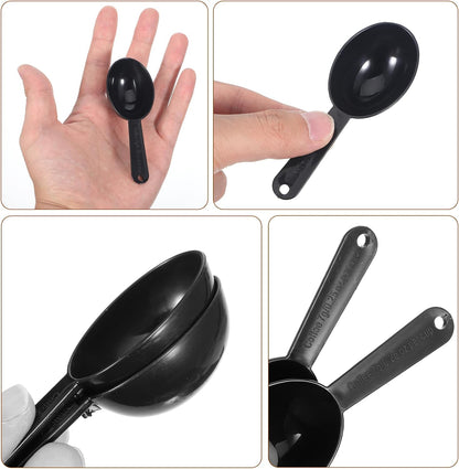 Small Scoops for Canisters, 5 Pack Plastic Coffee Measuring Scoop Table Spoons Measuring Spoon Short Handle Plastic Scoops for Coffee Loose Tea Protein Spices Other Dry Goods, Black 7g