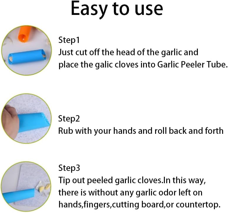 5 Pcs Silicone Garlic Peeler Tube, Garlic Peeler Skin Remover Roller - Easy-Use Kitchen Tool for Peeling Garlic