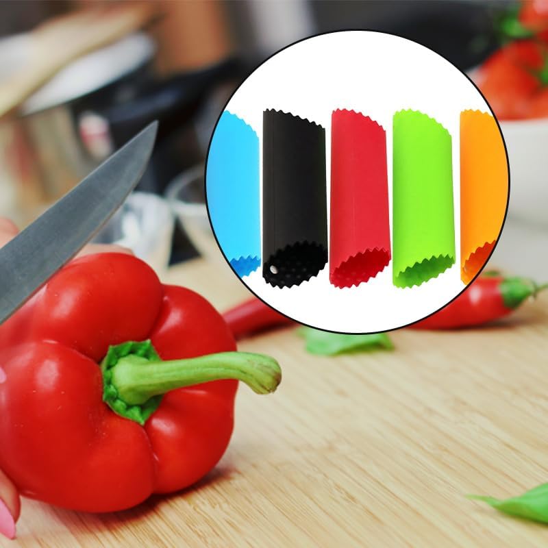 5 Pcs Silicone Garlic Peeler Tube, Garlic Peeler Skin Remover Roller - Easy-Use Kitchen Tool for Peeling Garlic