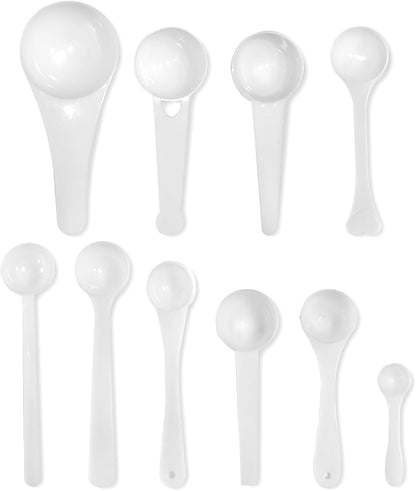 10Pcs Plastic Measuring Spoons Set Gram Cup Powder Scoops 0.25g 0.5g 1g 1.5g 2g 3g 5g 7.5g 10g 15g Adjustable Measuring Spoons for Powder Bead Coffee Spices Dry Goods