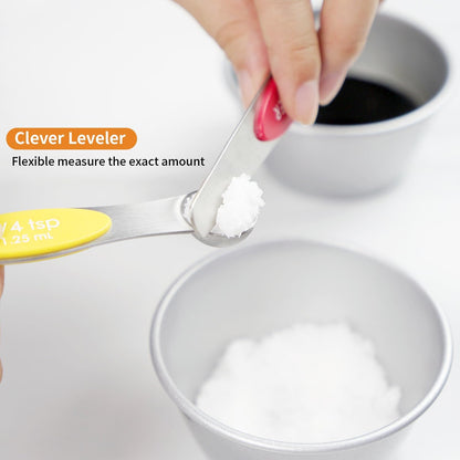 Magnetic Measuring Spoons Set of 8 with Leveler (Color）