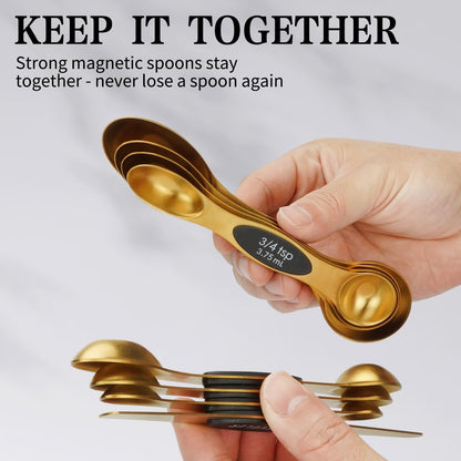 Magnetic Measuring Spoons Set of 8 with Leveler (Color）