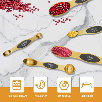 Magnetic Measuring Spoons Set of 8 with Leveler (Color）