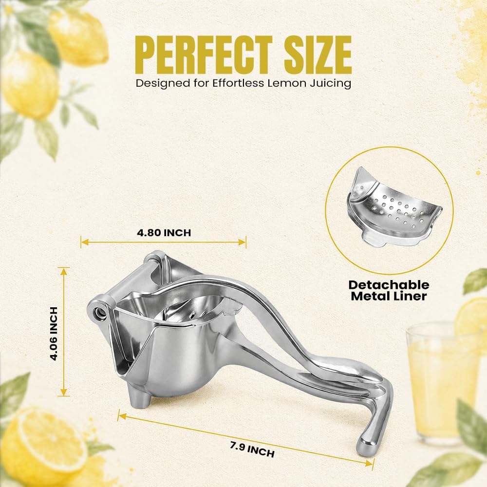 Hand Juicer Squeezer, Manual Citrus Juicer Press – Heavy Duty Aluminum Alloy Lemon Lime Orange Squeezer, Handheld Juice Press for Pomegranate & Citrus Fruits, Easy to Clean, Dishwasher Safe