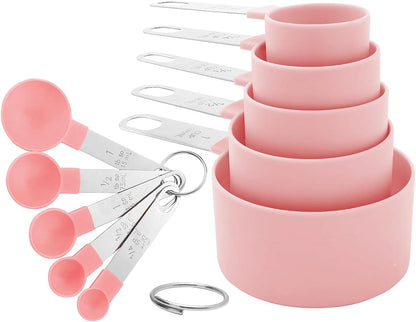 Measuring Cups and Spoons Set, 10-Piece, blue | Stackable Nesting Design, Stainless Steel Handles, For Cooking, Baking & Meal Prep
