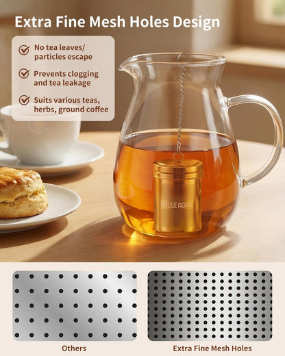 Tea Infusers, Extra Fine Mesh Tea Strainers for Loose Tea, Updated Slim Threaded Lid & 304 Stainless Steel, Filter Bags Diffusers, Loose Leaf Tea Steeper for Brew Tea Spices & Seasonings