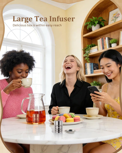 Tea Infusers, Extra Fine Mesh Tea Strainers for Loose Tea, Updated Slim Threaded Lid & 304 Stainless Steel, Filter Bags Diffusers, Loose Leaf Tea Steeper for Brew Tea Spices & Seasonings