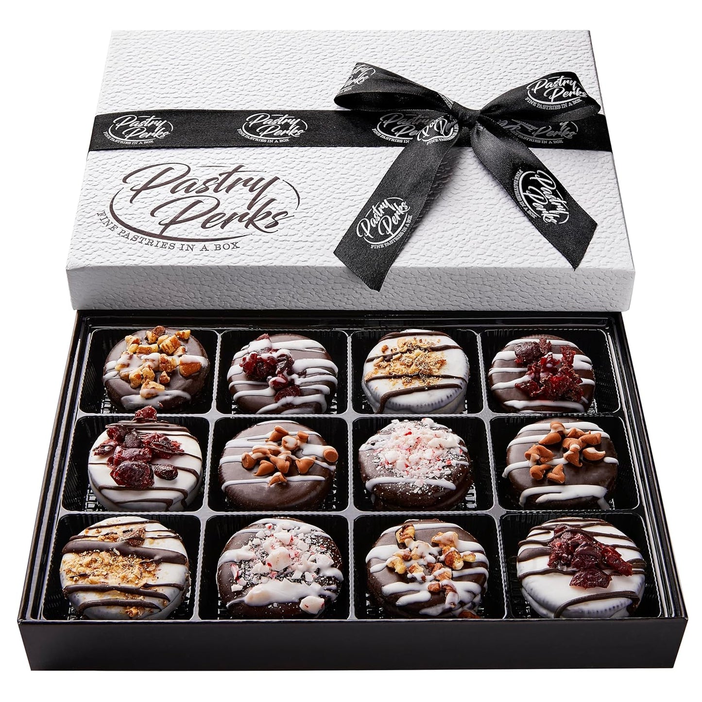 Cookies Gift Basket 12 Gourmet Chocolate Covered | Christmas Gifts for Women & Men, Mom, Dad, Grandma | Thanksgiving Food Delivery
