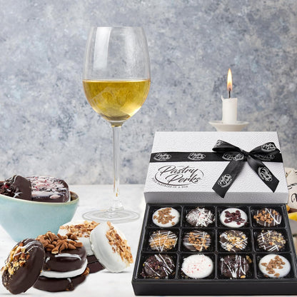 Cookies Gift Basket 12 Gourmet Chocolate Covered | Christmas Gifts for Women & Men, Mom, Dad, Grandma | Thanksgiving Food Delivery