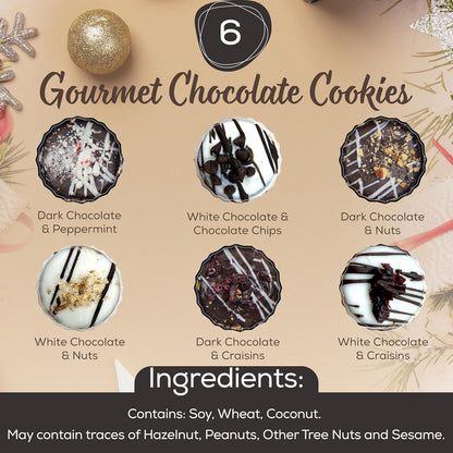 Cookies Gift Basket 12 Gourmet Chocolate Covered | Christmas Gifts for Women & Men, Mom, Dad, Grandma | Thanksgiving Food Delivery