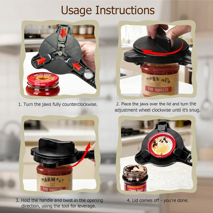 4-in-1 Jar Opener, Adjustable Jar Opener for Seniors